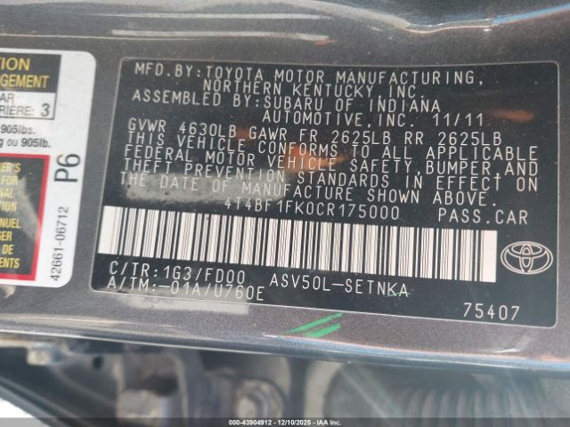 Toyota Camry Le Image 5